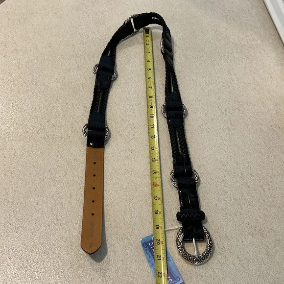 Brighton Black Leather Belt with Silver Plated Hardware Size 40 - Picture 7 of 10